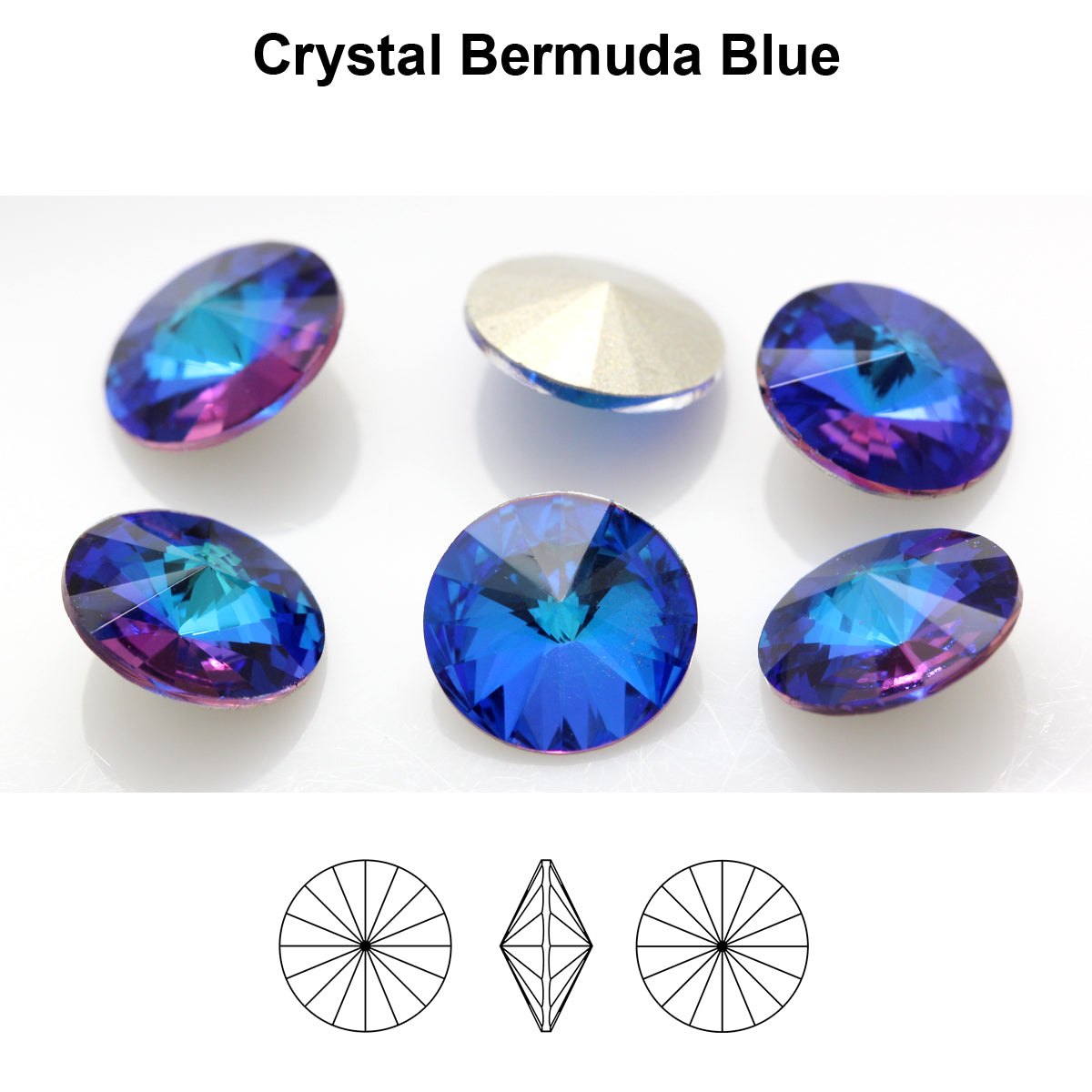 Aurea Crystals A1122 Rivoli – Crystal Bermuda Blue, 18 mm, 1 styck