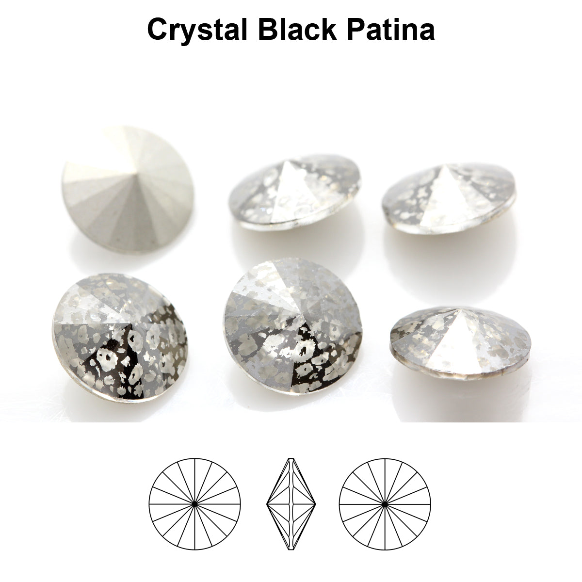 Aurea Crystals A1122 Rivoli – Crystal Black Patina, 18 mm, 1 styck