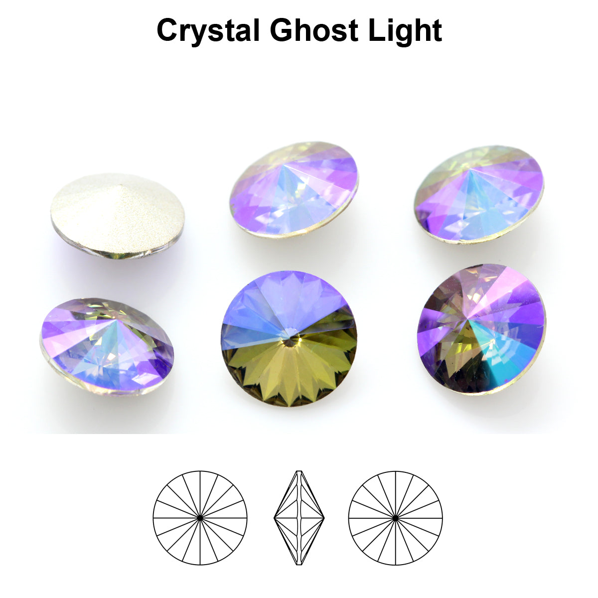 Aurea Crystals A1122 Rivoli – Crystal Ghost Light, 18 mm, 1 styck