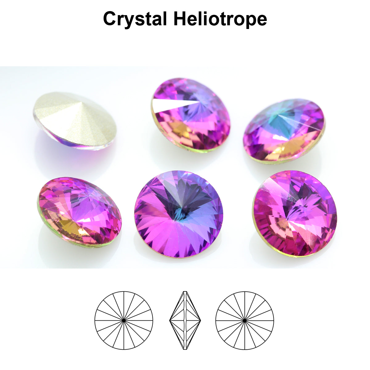 Aurea Crystals A1122 Rivoli – Crystal Heliotrope, 18 mm, 1 styck