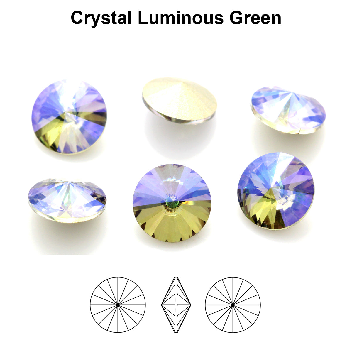 Aurea Crystals A1122 Rivoli – Crystal Luminous Green, 18 mm, 1 styck