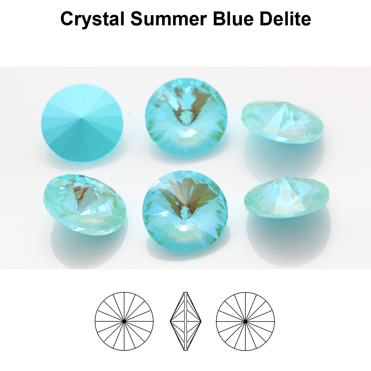 Aurea Crystals A1122 Rivoli - Crystal Summer Blue DeLite 14mm 1 styck