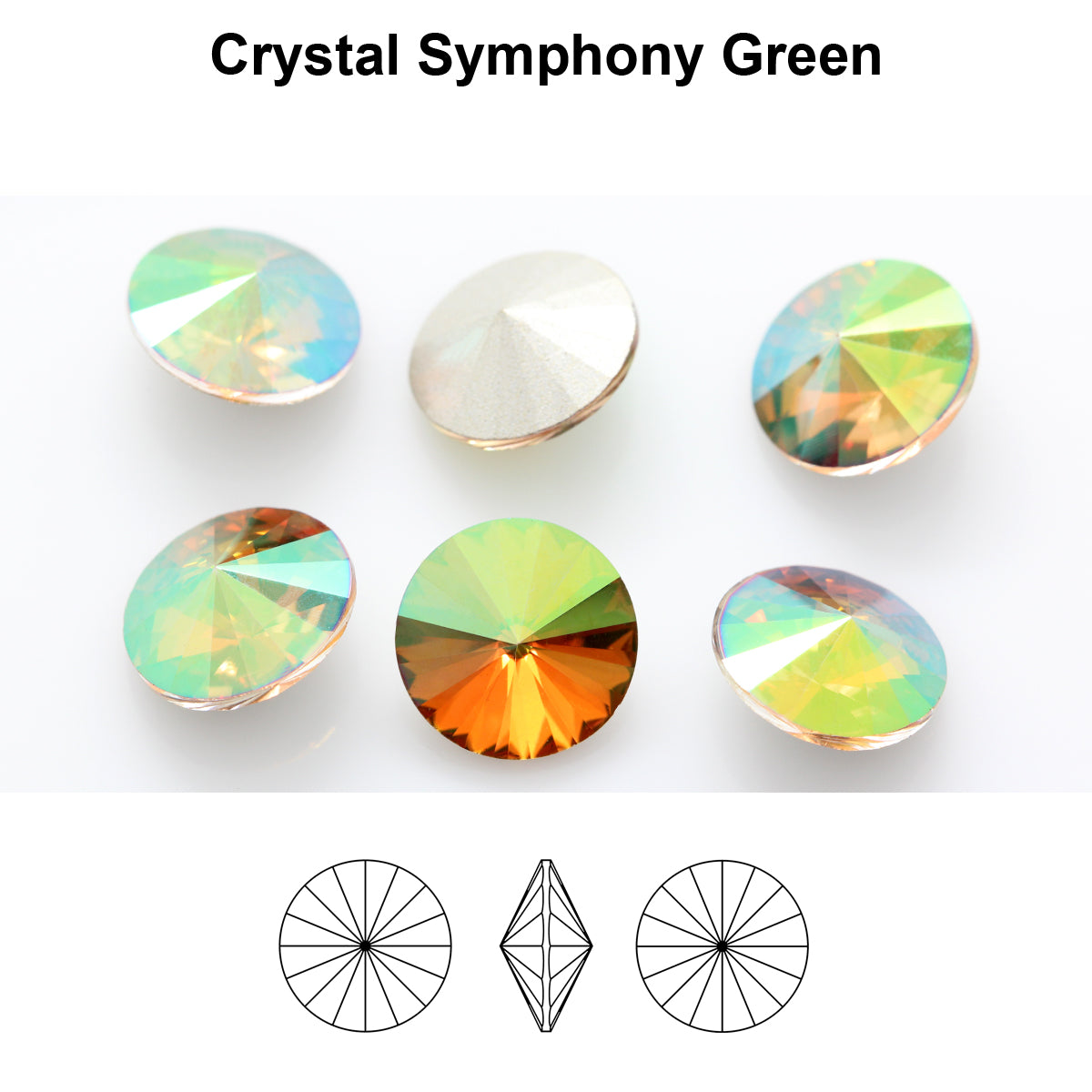 Aurea Crystals A1122 Rivoli - Crystal Symphony Green 14mm 1 styck