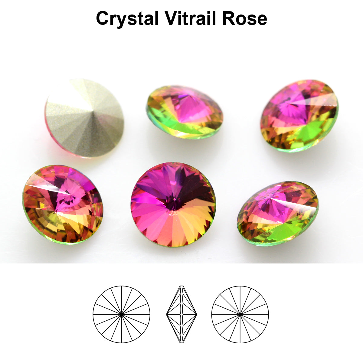 Aurea Crystals A1122 Rivoli – Crystal Vitrail Rose, 18 mm, 1 styck