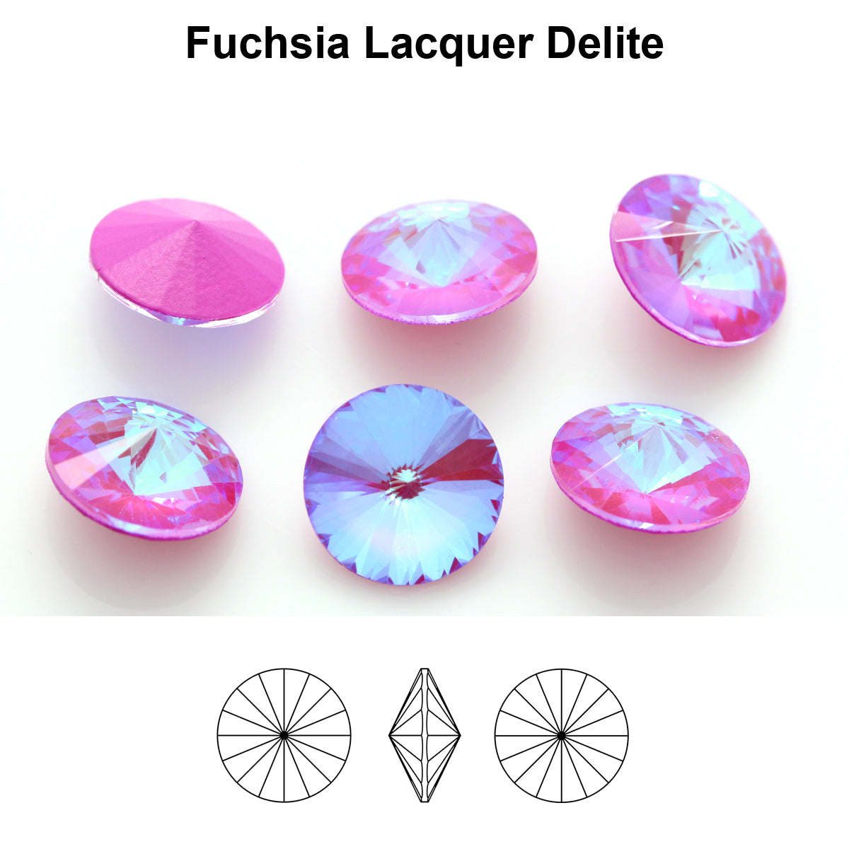 Aurea Crystals A1122 Rivoli – Fuchsia Lacquer DeLite, 18 mm, 1 styck