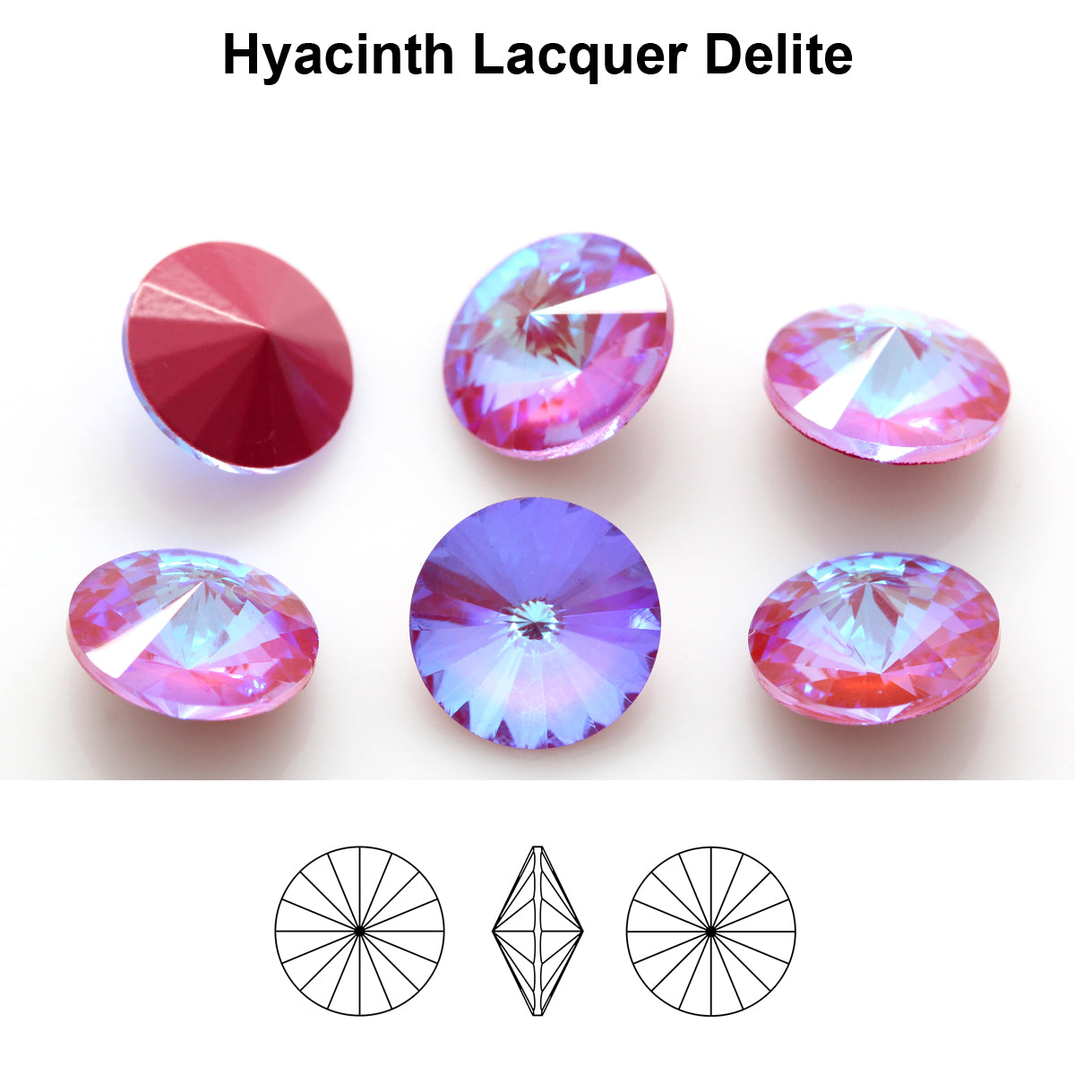 Aurea Crystals A1122 Rivoli – Hyacinth Lacquer DeLite, 18 mm, 1 styck