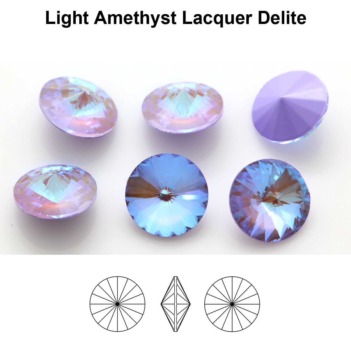 Aurea Crystals A1122 Rivoli - Light Amethyst Lacquer DeLite 12mm 1 styck