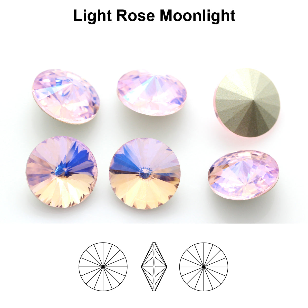 Aurea Crystals A1122 Rivoli – Light Rose Moonlight, 18 mm, 1 styck