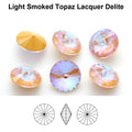 Aurea Crystals A1122 Rivoli – Light Smoked Topaz Lacquer DeLite, 18 mm, 1 styck