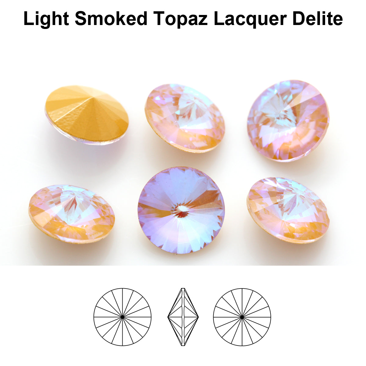 Aurea Crystals A1122 Rivoli – Light Smoked Topaz Lacquer DeLite, 18 mm, 1 styck