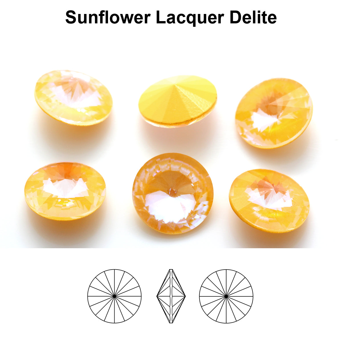 Aurea Crystals A1122 Rivoli – Sunflower Lacquer DeLite, 18 mm, 1 styck