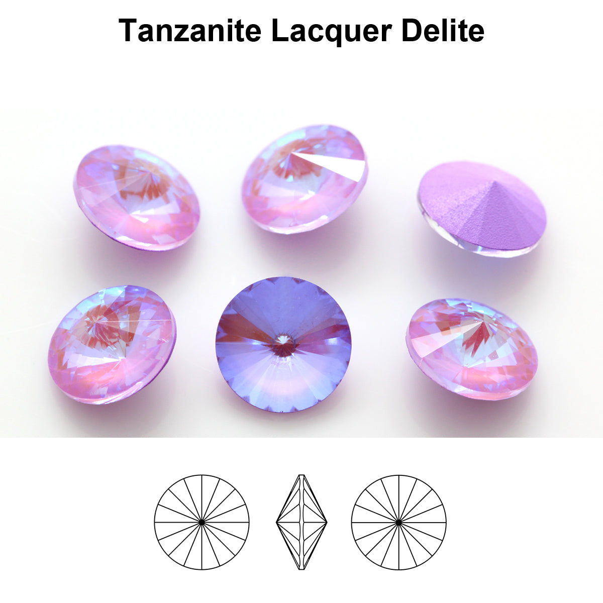 Aurea Crystals A1122 Rivoli – Tanzanite Lacquer DeLite, 18 mm, 1 styck