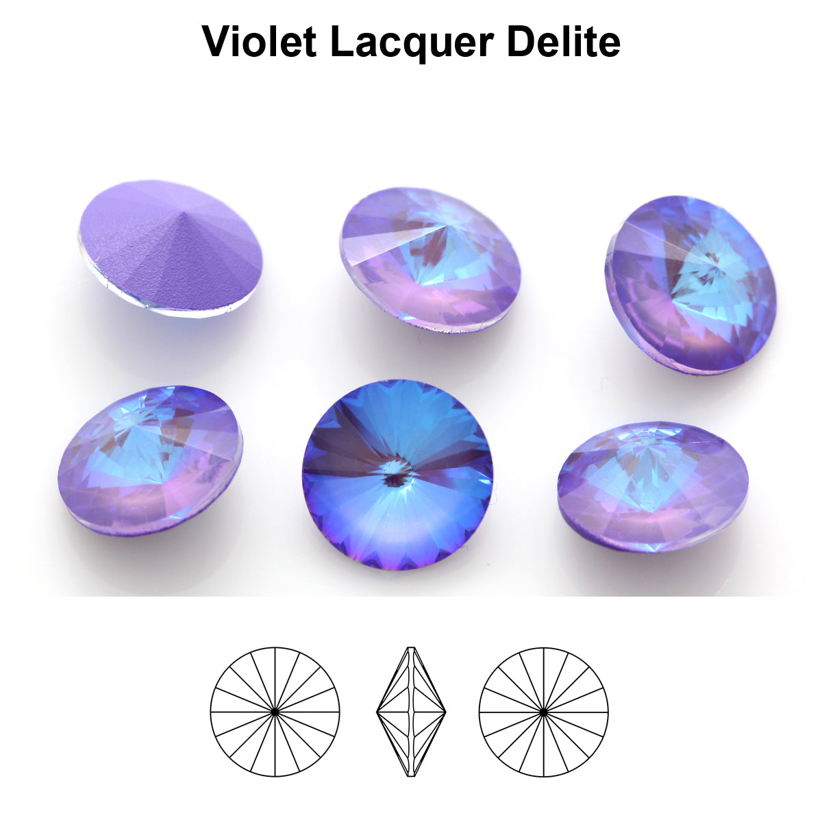 Aurea Crystals A1122 Rivoli – Violet Lacquer DeLite, 18 mm, 1 styck