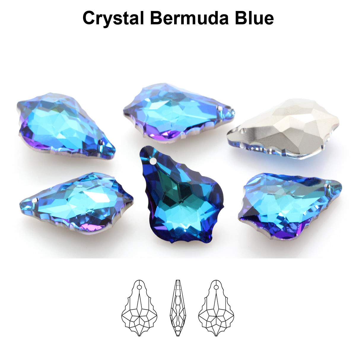 Aurea Crystals A6090 Baroque-hänge – Crystal Bermuda Blue 30 mm, 1 styck