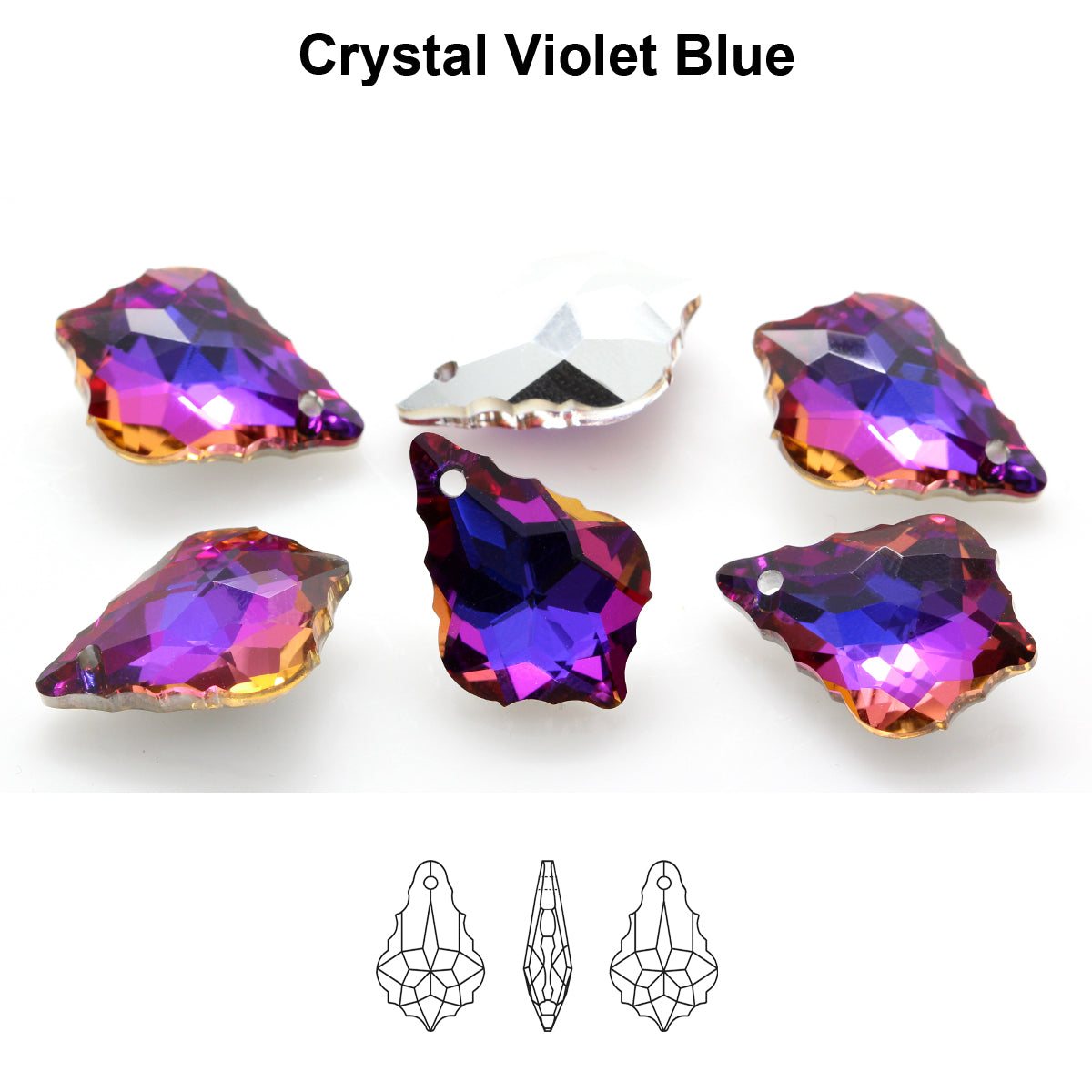 Aurea Crystals A6090 Baroque Pendant – Crystal Violet Blue 30 mm, 1 styck