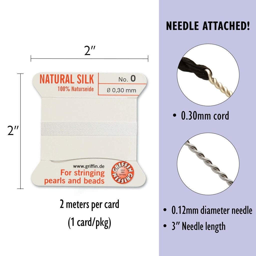 Griffin Silkestråd - White Storlek 0, 1 förpackning