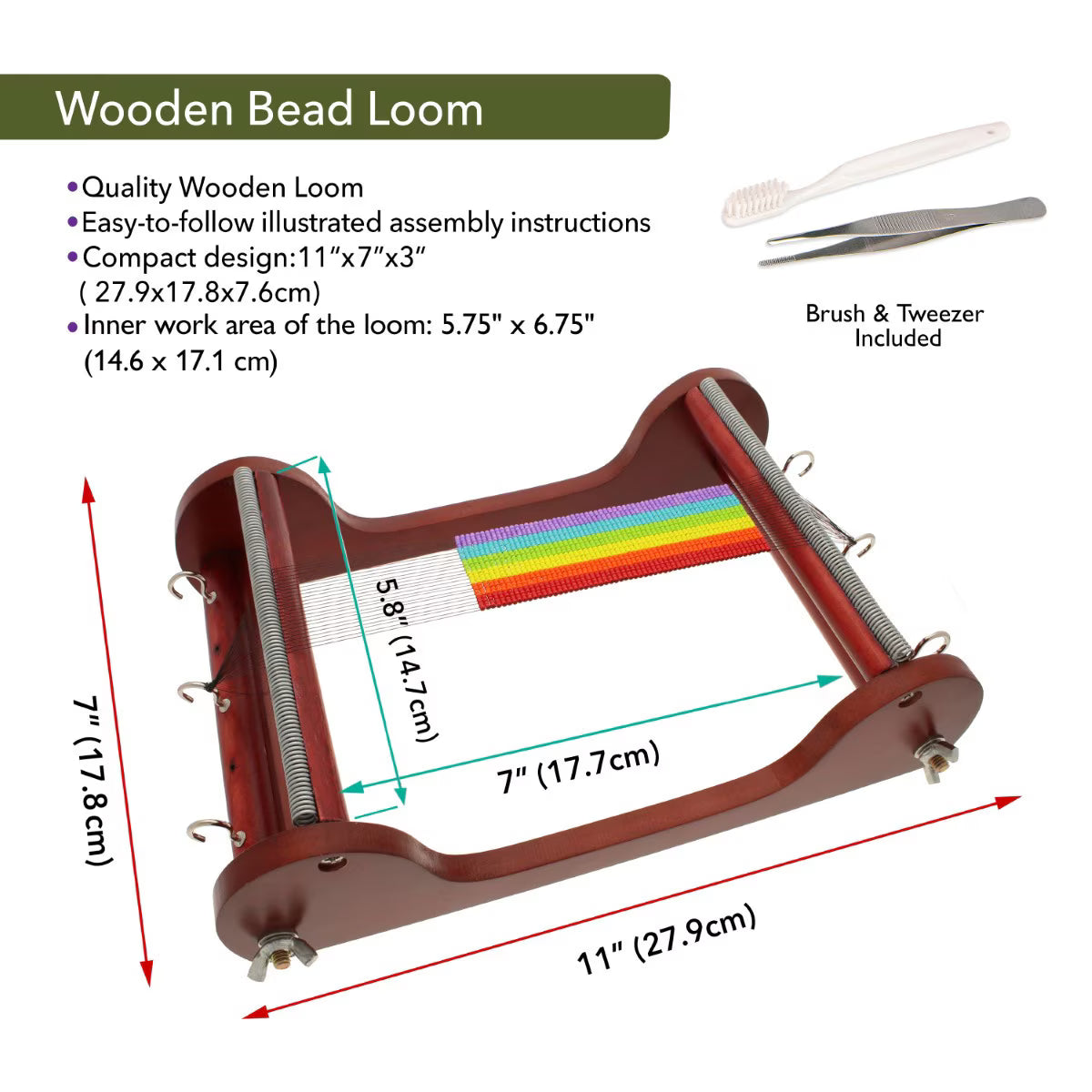 Wooden Bead Loom - Wooden loom, 1 piece