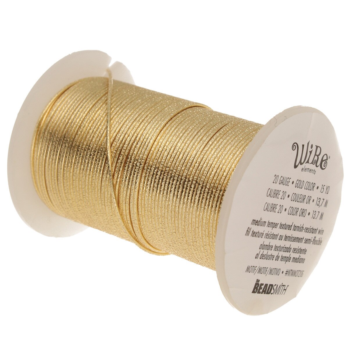 Wire Elements 20 Ga - Guldfärgad halvrund med texture motiv Non Tarnish, 1 rulle