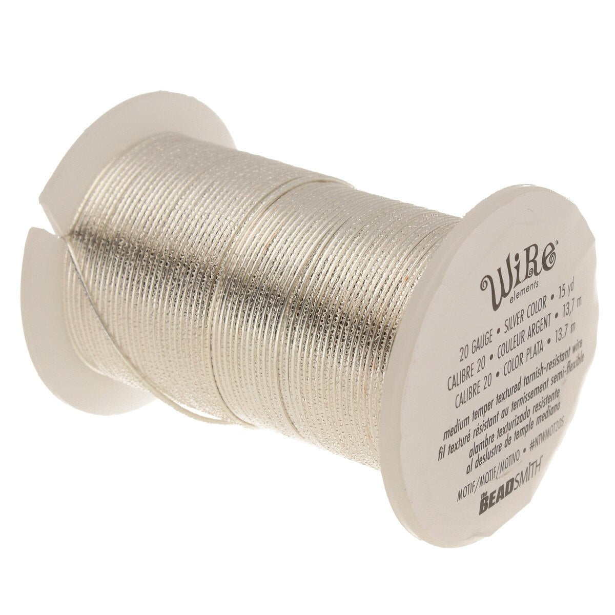 Wire Elements 20 Ga - Non Tarnish silverfärgad halvrund med texture motiv, 1 rulle