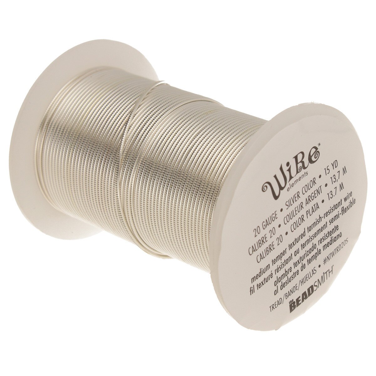 Wire Elements 20 Ga - Silverfärgad halvrund med Thread motiv Non Tarnish, 1 rulle