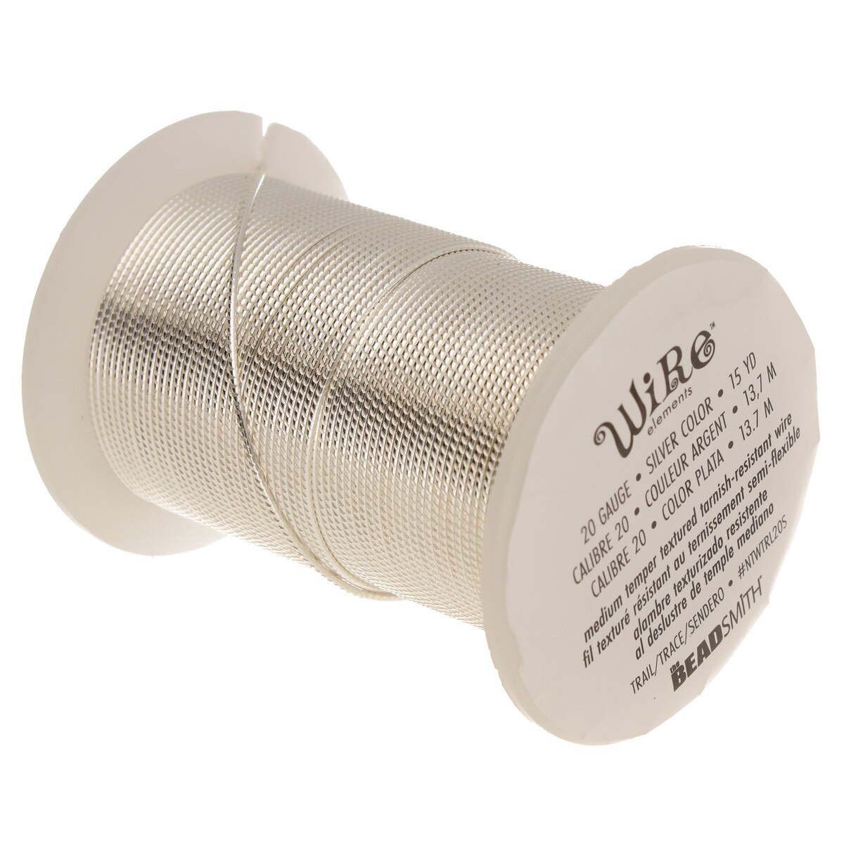 Wire Elements 20 Ga - Silverfärgad halvrund med Trail motiv Non Tarnish, 1 rulle