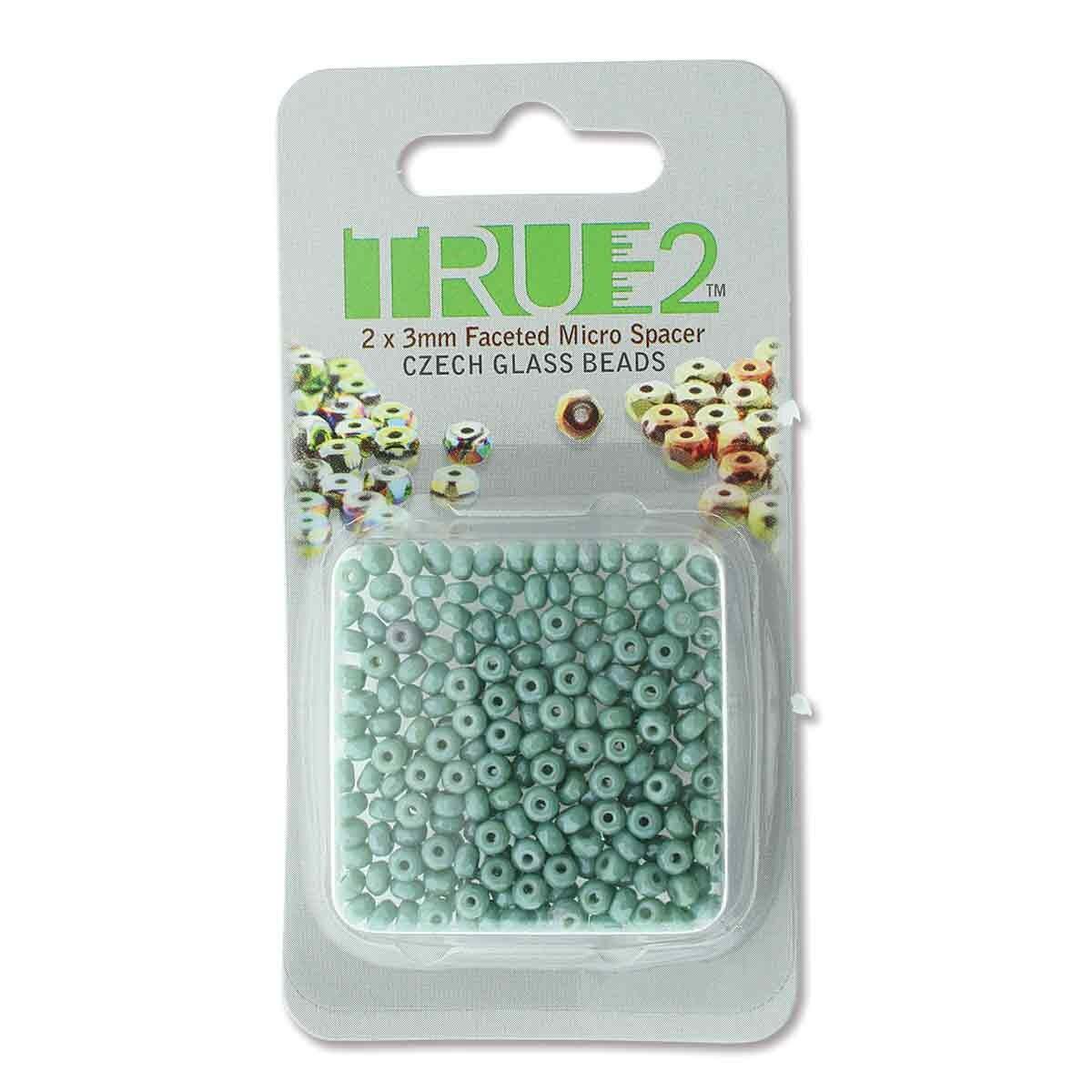Facetterad Micro Spacers - Chalk Dark Green 2x3mm, 6 gram Beadsmith