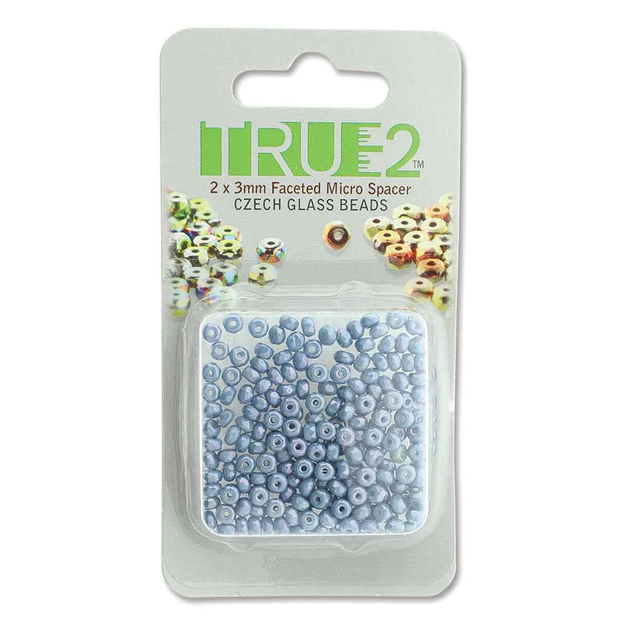 Facetterad Micro Spacers - Chalk Blue Luster 2x3mm, 6 gram Beadsmith