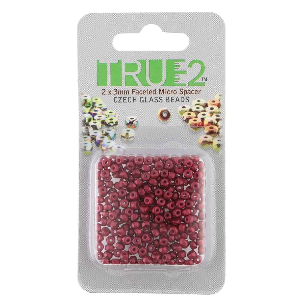 Facetterad Micro Spacers - Dark red 2x3mm, 6 gram Beadsmith