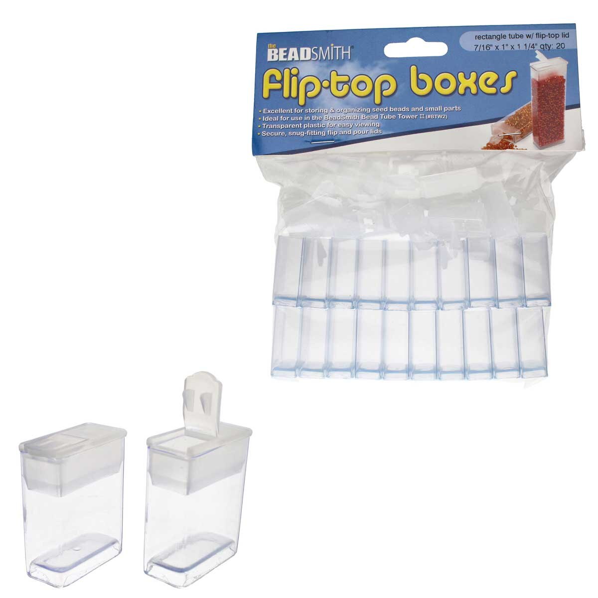 Pärlförvaring - Flip top ask 3,2 x 2,5 cm 20- pack Beadsmith