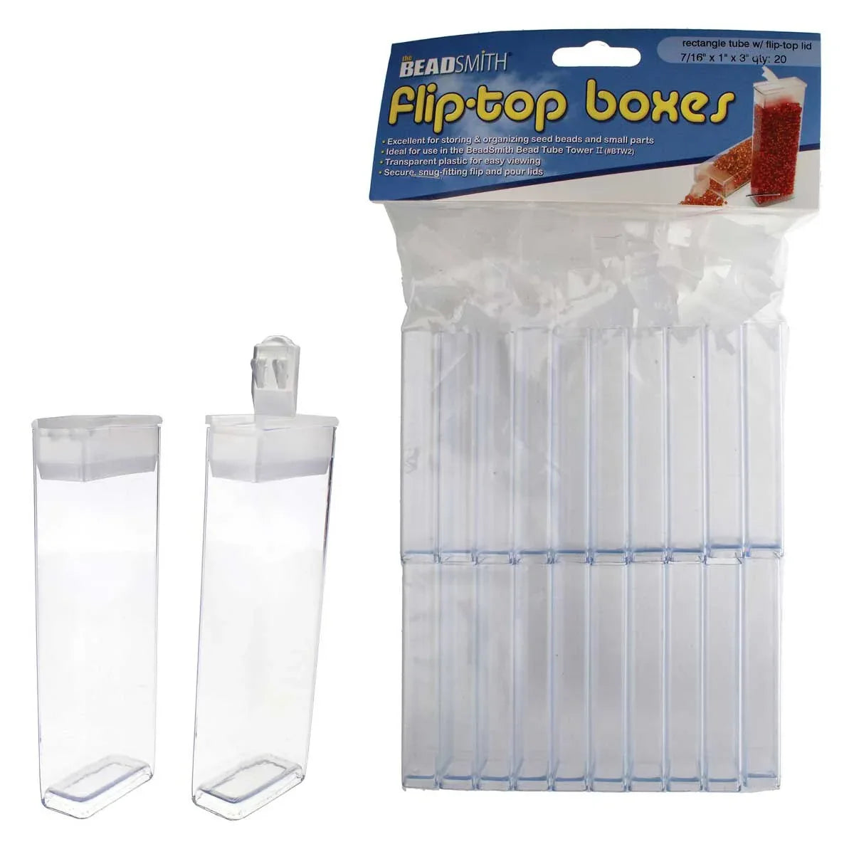 Pärlförvaring - Flip top ask 9,5 x 2,5 cm 20- pack Beadsmith