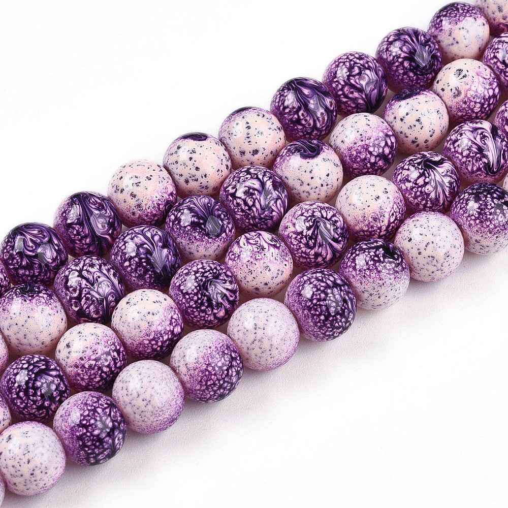 Glaspärlor Runda - Tvåtonde Dark Violet 1 sträng