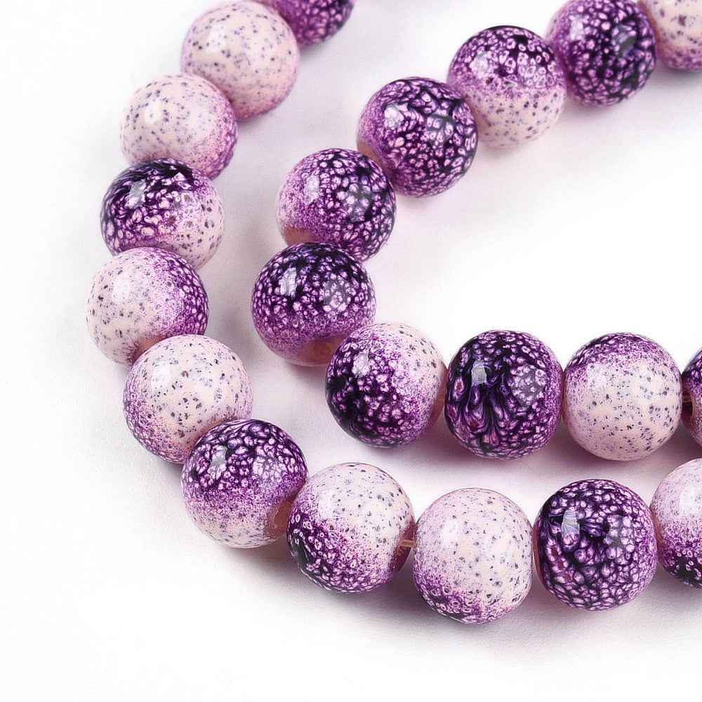 Glaspärlor Runda - Tvåtonde Dark Violet 1 sträng