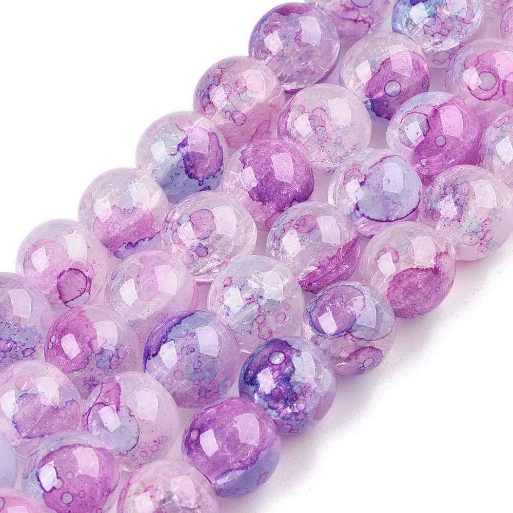 Krackelerad Rund - Violet, 8mm, 1 sträng