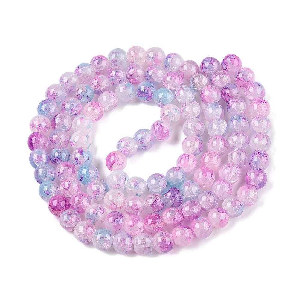 Krackelerad Rund - Violet, 8mm, 1 sträng