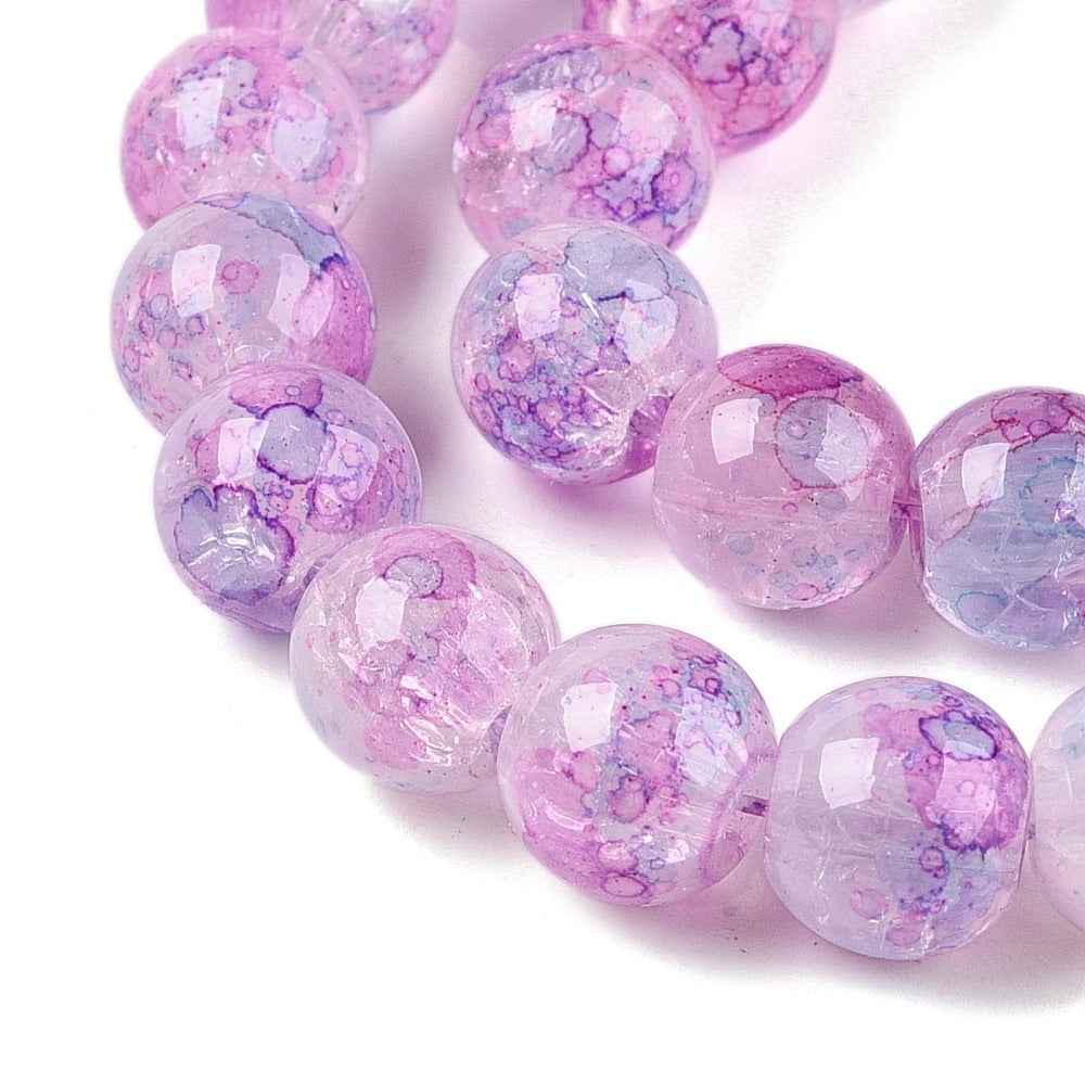 Krackelerad Rund - Violet, 8mm, 1 sträng