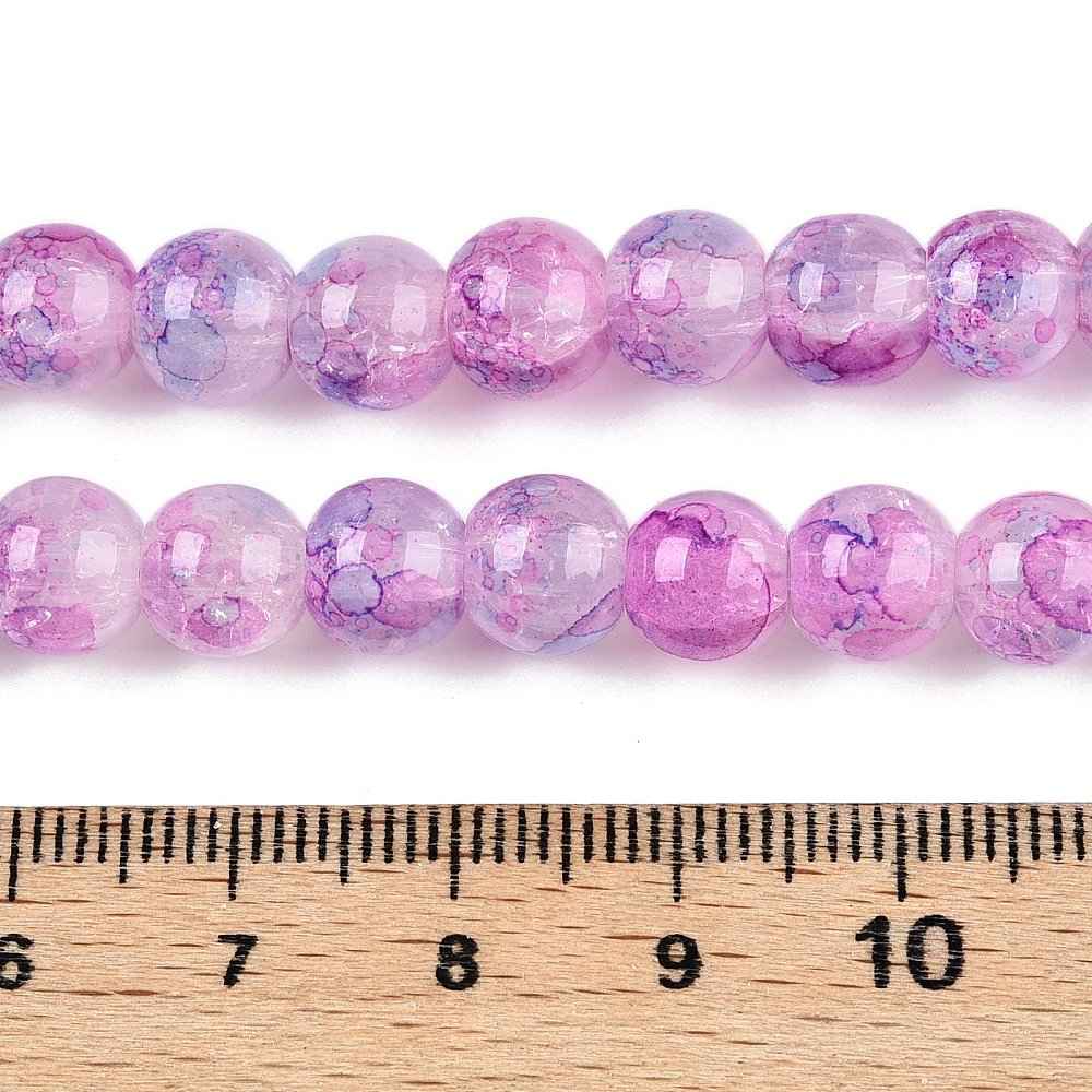 Krackelerad Rund - Violet, 8mm, 1 sträng