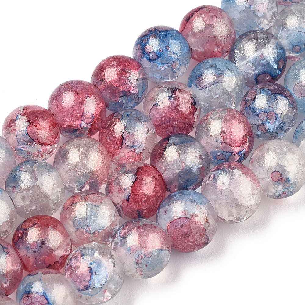 Krackelerad Rund - Stardust Royal Blue 6mm, 1 sträng