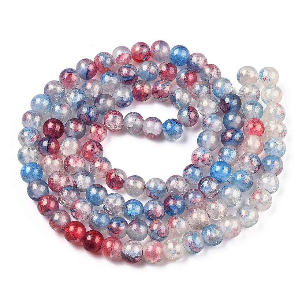 Krackelerad Rund - Stardust Royal Blue 6mm, 1 sträng