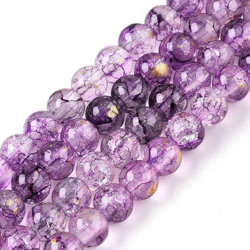 Krackelerad Rund - Stardust Dark Orchid 6mm, 1 sträng