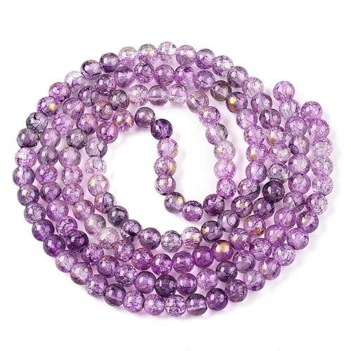 Krackelerad Rund - Stardust Dark Orchid 6mm, 1 sträng