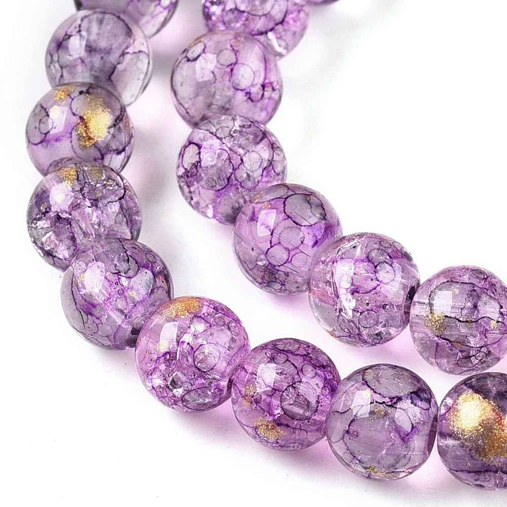 Krackelerad Rund - Stardust Dark Orchid 6mm, 1 sträng