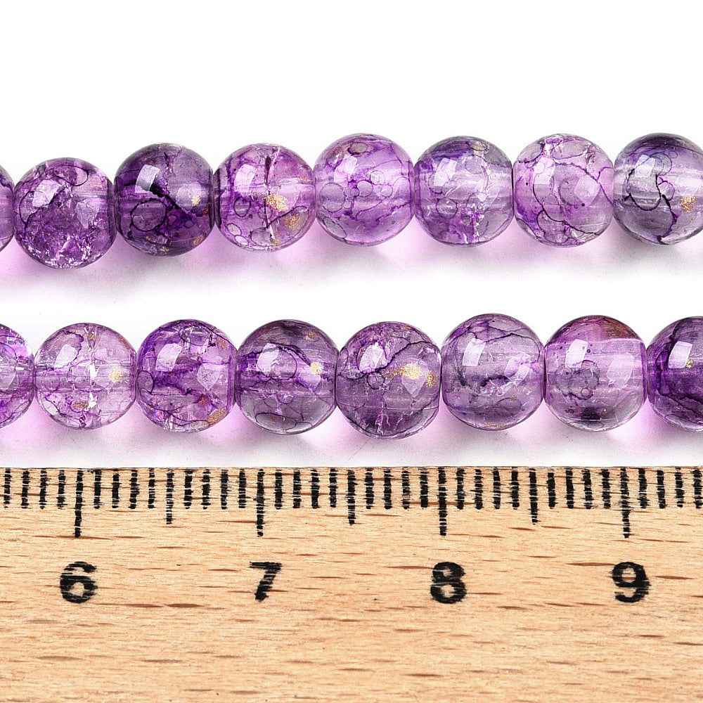 Krackelerad Rund - Stardust Dark Orchid 6mm, 1 sträng