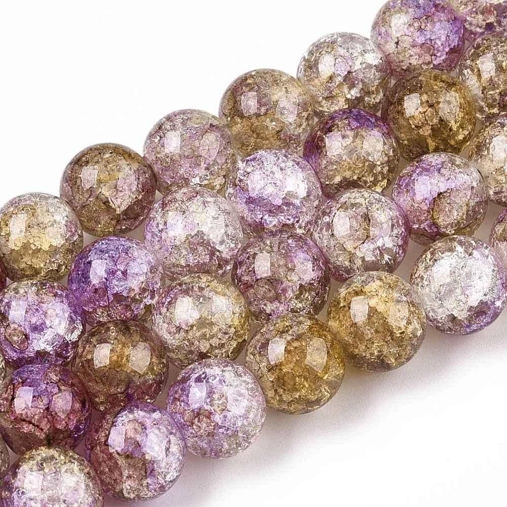 Krackelerad Rund - Stardust Dark Goldenrod, 10mm, 1 sträng