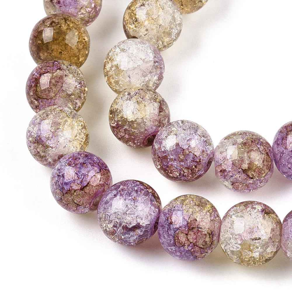 Krackelerad Rund - Stardust Dark Goldenrod, 10mm, 1 sträng