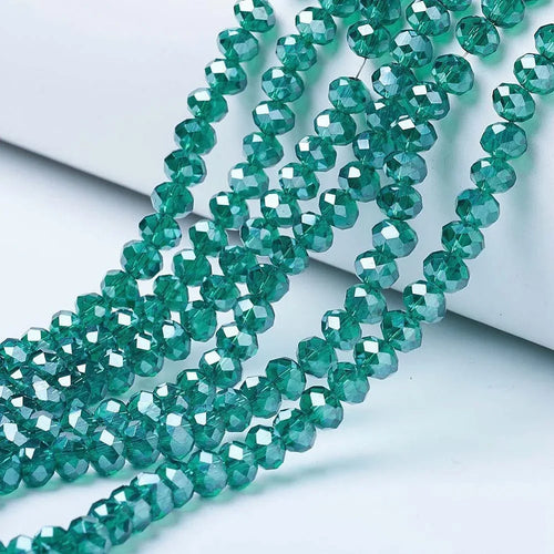 Facetterade glaspärlor - Dark Cyan Lyster 2,5x2mm 1 sträng Hilmas Pyssel