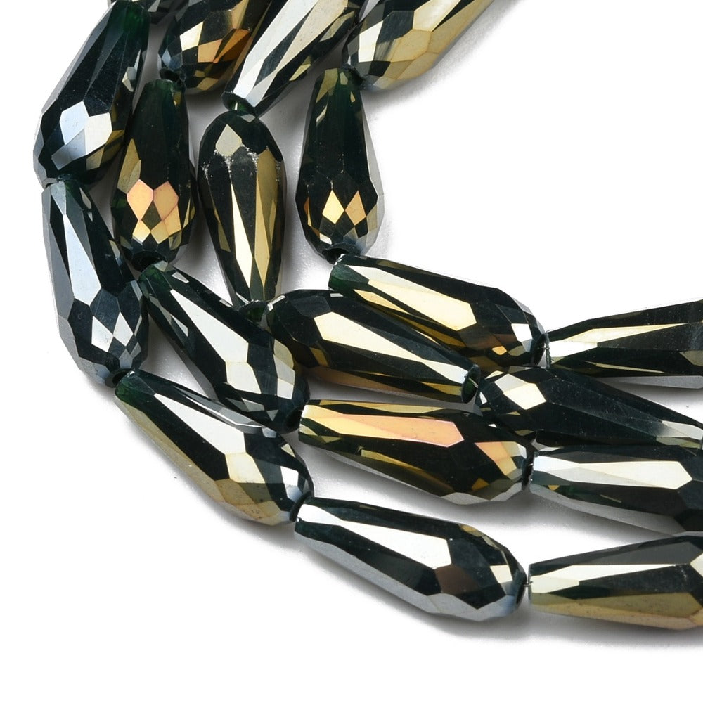 Facetterade droppar - Teardrop Rainbow, 15x6mm, 1 sträng