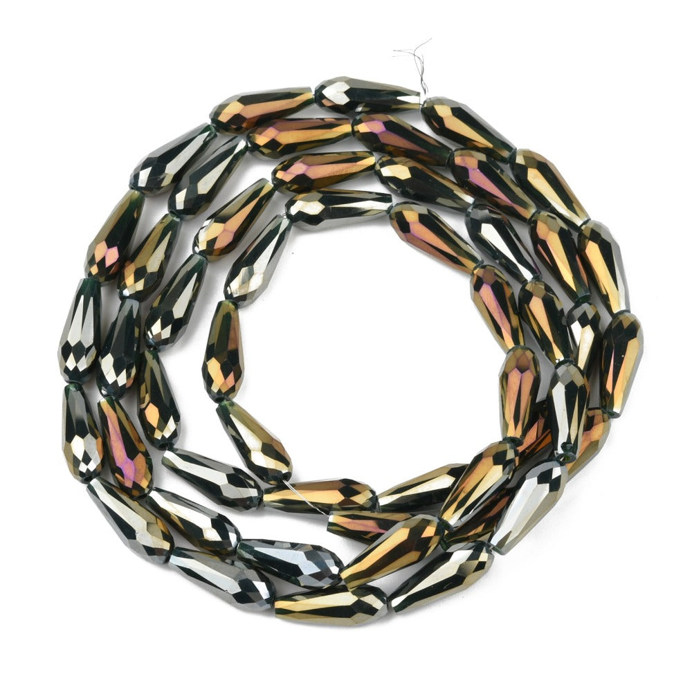 Facetterade droppar - Teardrop Rainbow, 13,5x15mm, 1 sträng