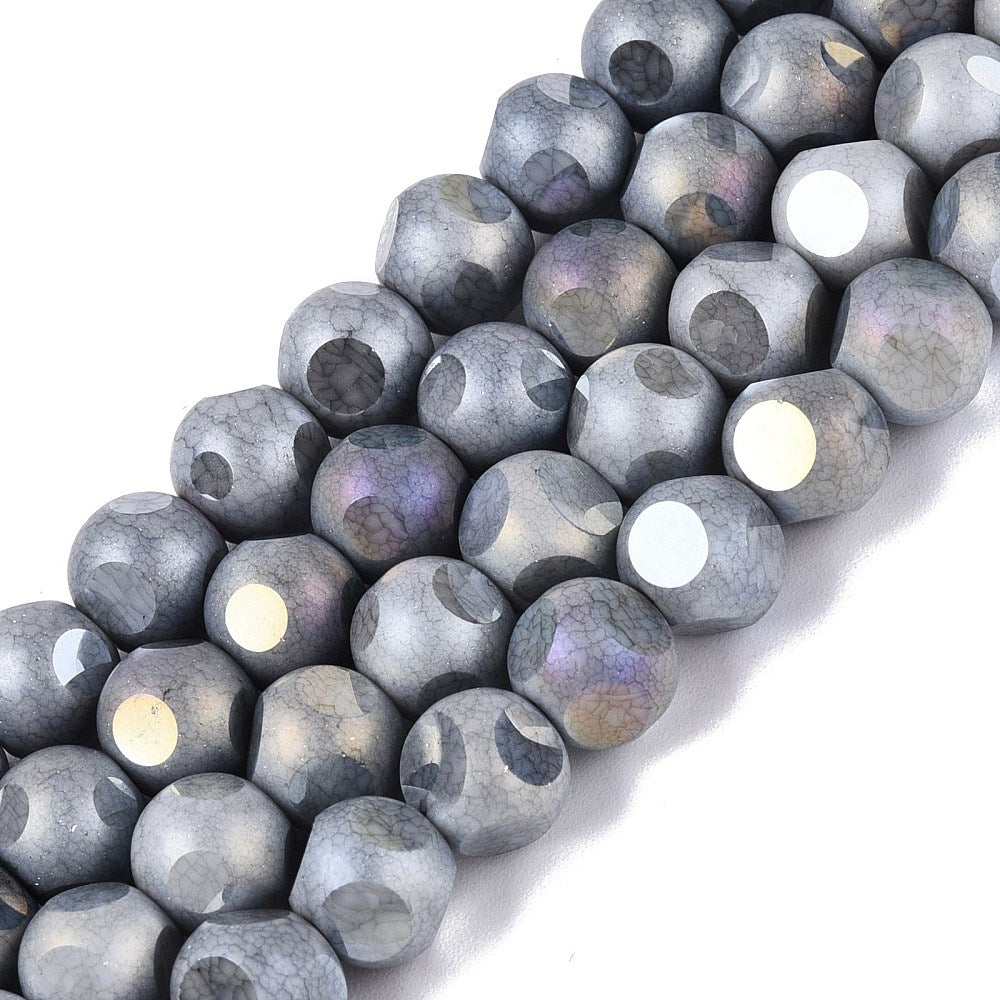 Glaspärlor Facetterad Rund - Grey AB, 8mm 1 sträng
