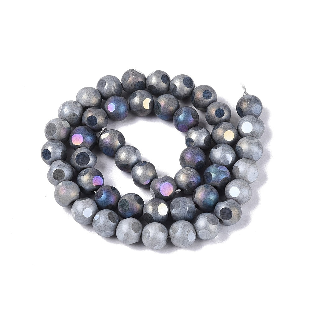 Glaspärlor Facetterad Rund - Grey AB, 8mm 1 sträng
