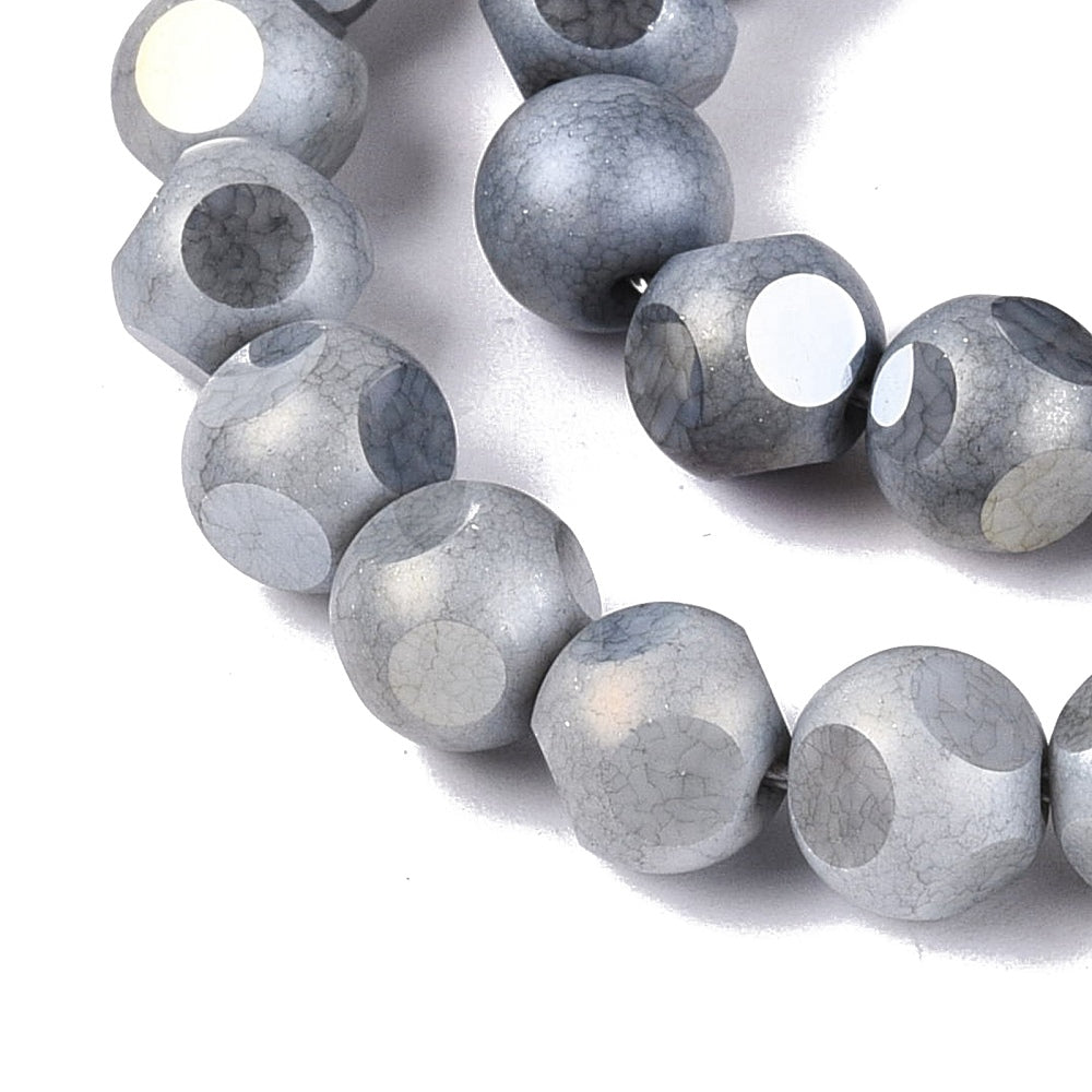 Glaspärlor Facetterad Rund - Grey AB, 8mm 1 sträng